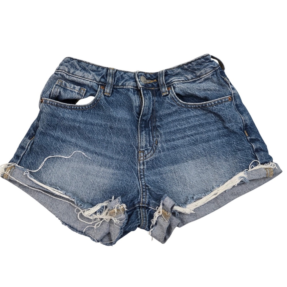 PacSun Womens 25‎ Mom Short High Rise Denim 100% Cotton Raw Hem Y2K
